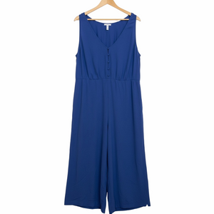 Leith Vibrant Blue Strappy Sleeveless Jumpsuit Plus Size 4X Wide Leg Romper
